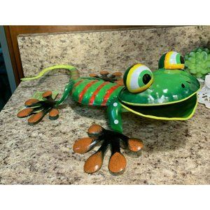 Yard Metal Sculpture Bobble Big Lizard Green WHIMSICAL Garden Statue Outdoor D2